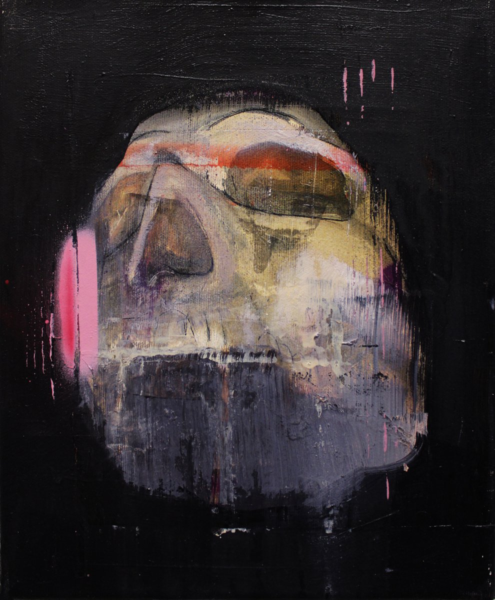 Urban And Pop Portrait Oil Painting By Milos Hronec, 10 X 12", Your Inside, Original Artwork