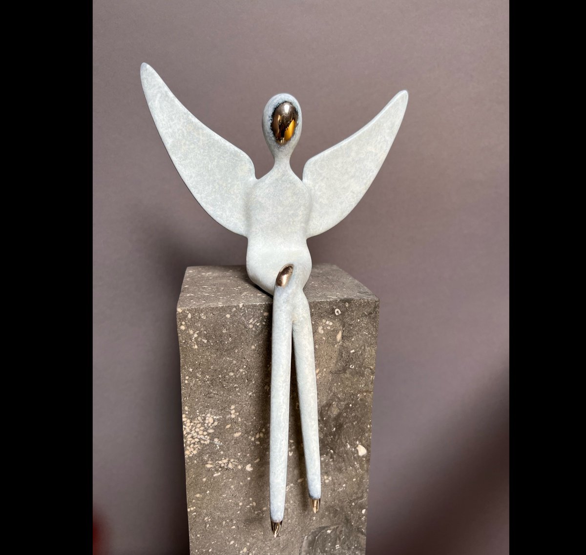 White Angel bronze sculpture by Yenny Cocq