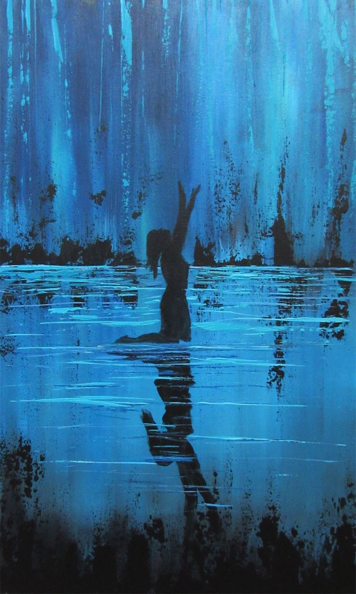 Impressionistic Portrait Acrylic Painting By William F. Adams, 12 X 20", I Rise!, Original Artwork