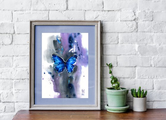 "Blue morpho butterfly "Original watercolor painting