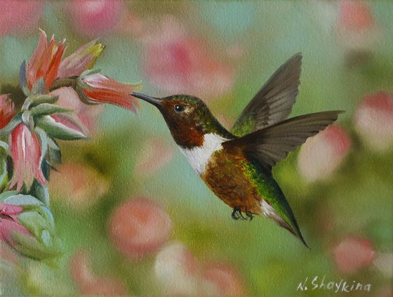 Hummingbird with Flowers