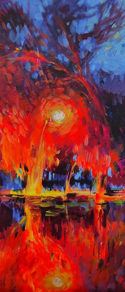 Orange lanterns in the park by Tetiana Borys