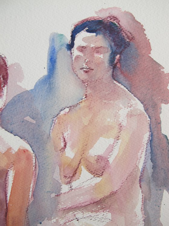 seated female nude 2 poses
