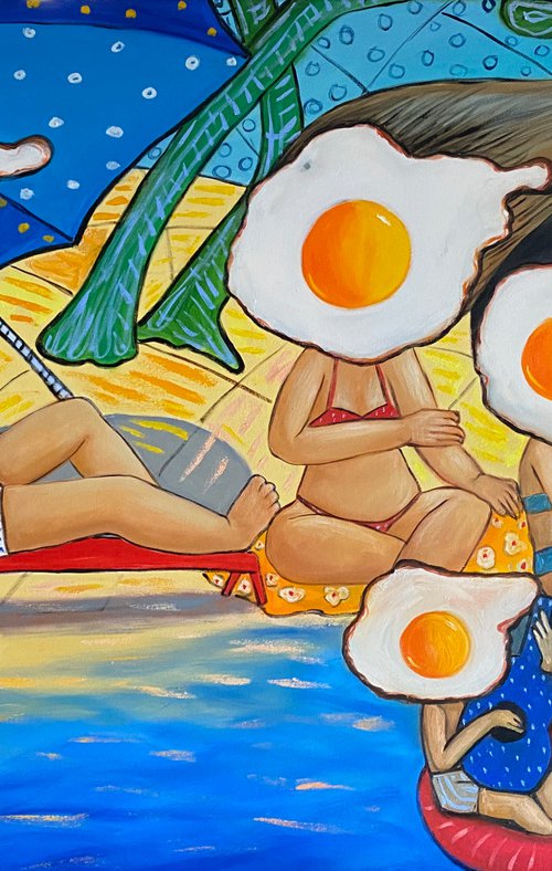 Egg family on the beach by Ta Byrne