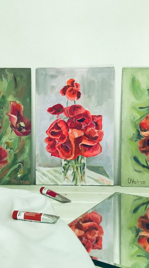 Set of 3 Poppies by Olga Volna