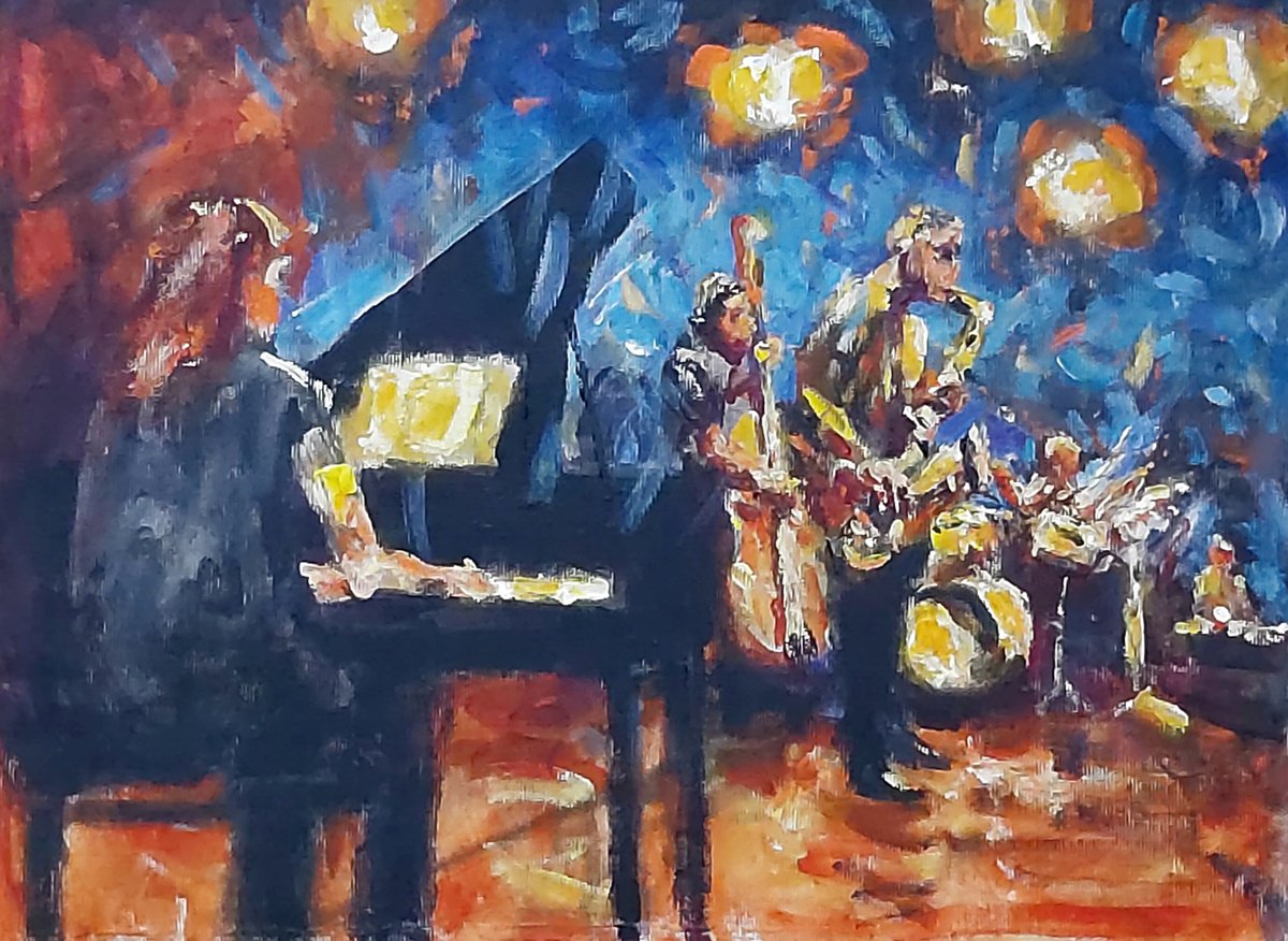  The Jazz Band By Dimitris Voyiazoglou, 20 X 17, Artwork For Sale On Artfinder