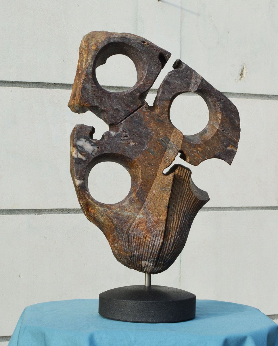 Abstract Landscape Stone Sculpture By Ognyan Chitakov, 11 X 19", "Nova Scotia", Original Artwork