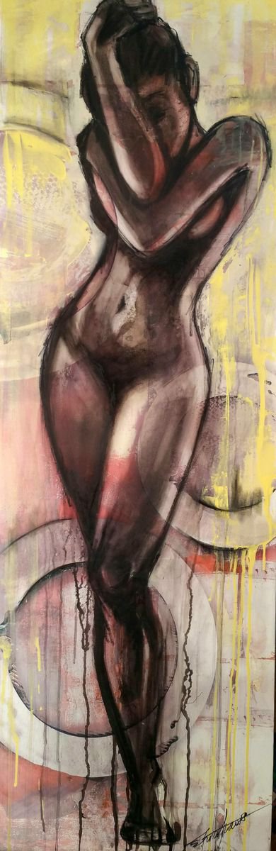Expressive Painting , Ragazza By Elena Kraft, 20 X 59, Artwork For Sale On Artfinder