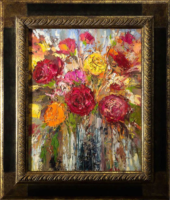 'Bouquet of Roses II' Framed Ready to hang FREE SHIPPING