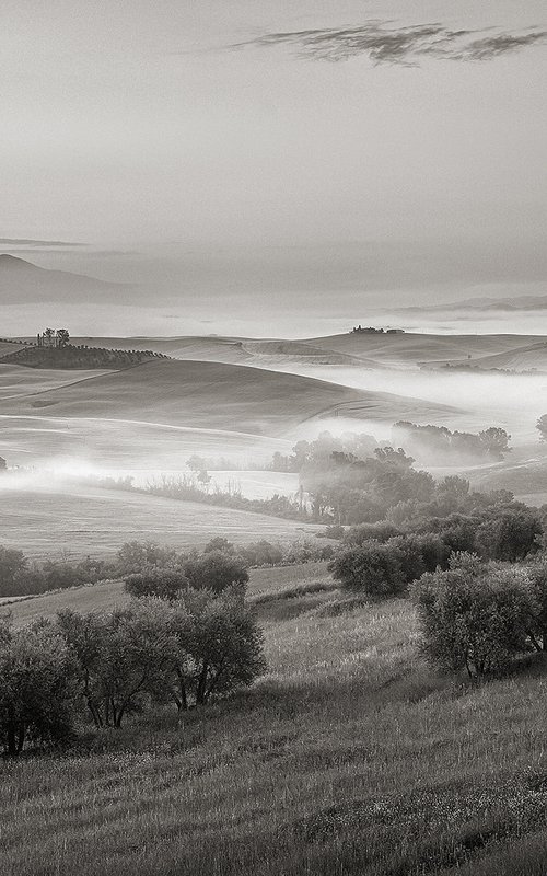 Fog river in Tuscany - Italian Landscape Art Photo by Peter Zelei