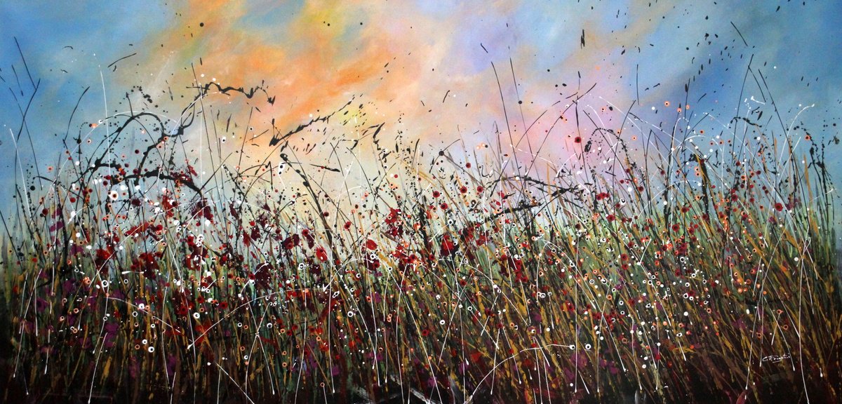 Expressive Botanical Acrylic Painting By Cecilia Frigati, 78 X 39, Simply Beautiful #1, Original Artwork