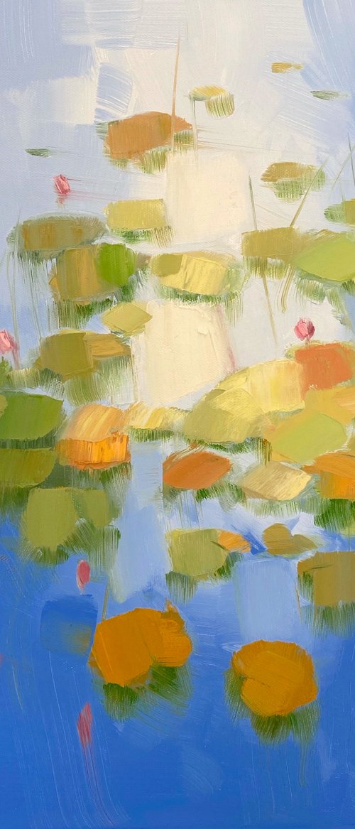 Waterlilies, Original oil painting, Handmade artwork, One of a kind by Vahe Yeremyan