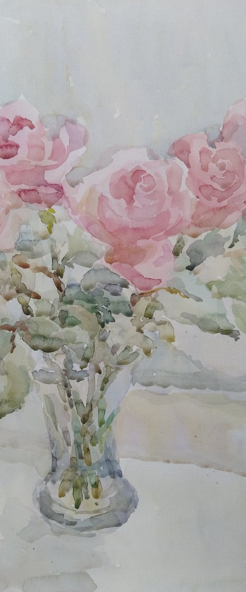 Roses. Original watercolour painting 2020 by Elena Klyan