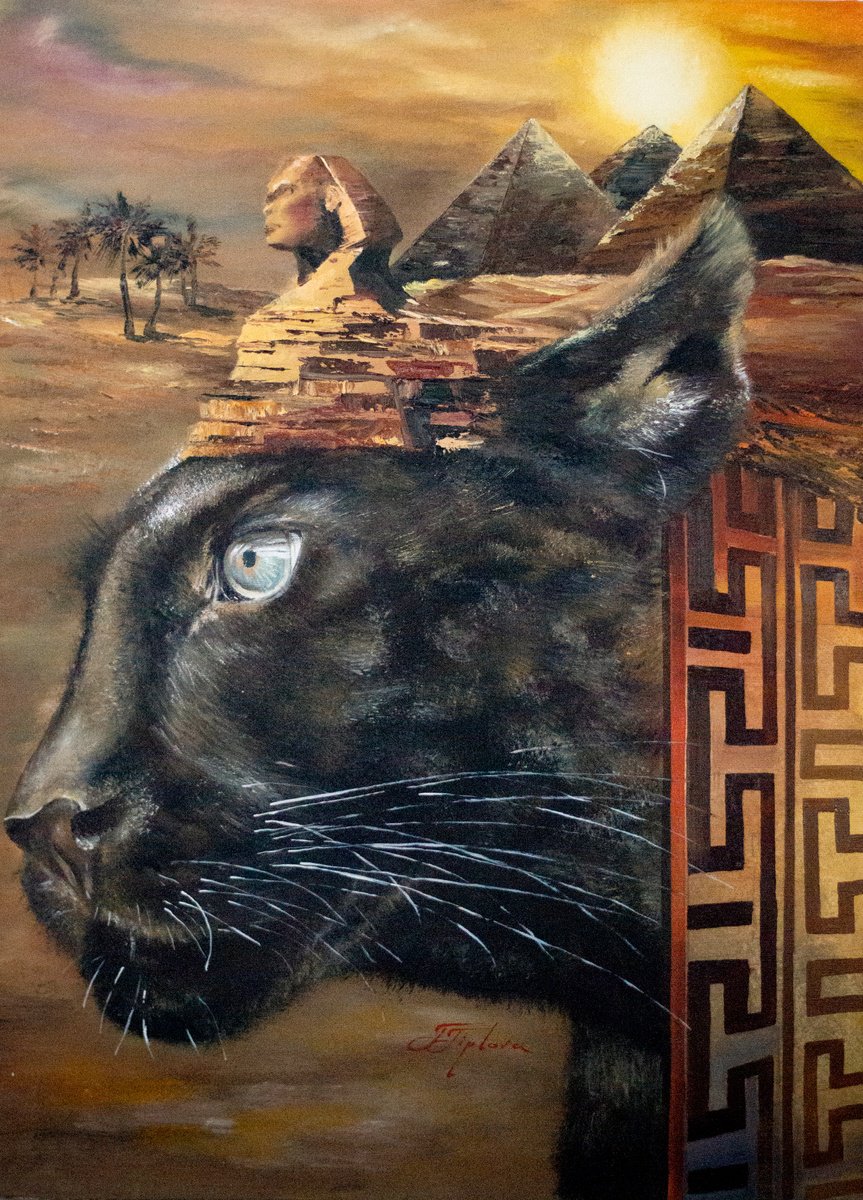 Surrealistic Landscape Oil Painting By Tetiana Tiplova, 20 X 28", Egypt, Original Artwork