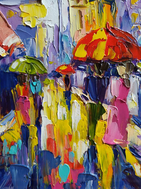 Walk near Big Ben - cityscape, umbrella, oil painting, city, gift idea, gift, oil painting, Big Ben, London, United Kingdom