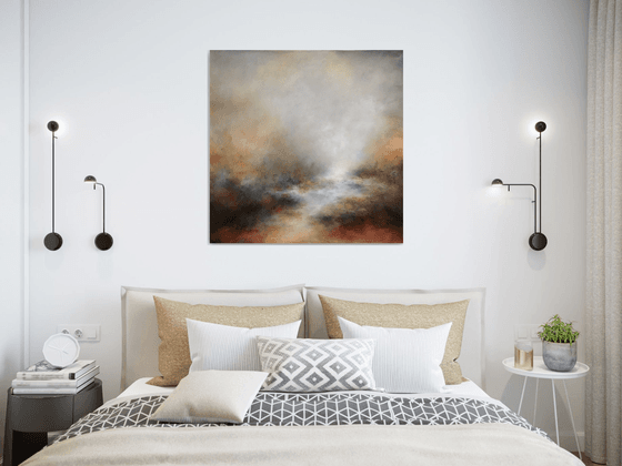 Calm emotions 70X70cm - GOLD PARTICLES 70X70CM DECOR MODERN URBAN ART OFFICE ART HOME DECOR GIFT IDEA ORIGINAL ACRYLIC PAINTING LANDSCAPE GIFT (2020)