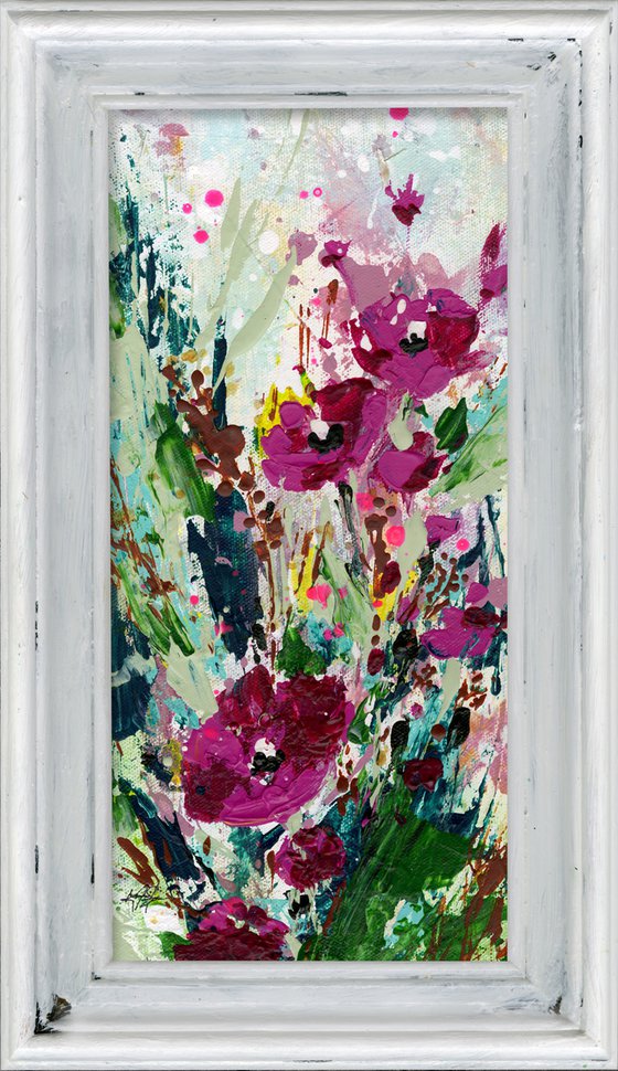 Floral Lullaby 2 - Framed Textured Floral Painting by Kathy Morton Stanion