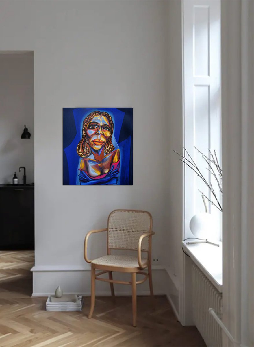 Expressive Portrait Acrylic Painting By Kimi Kaa, 24 X 26", Mary Lou Williams, Original Artwork