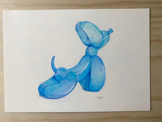 Blue balloon dog pencil drawing