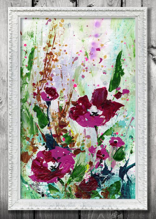 Floral Lullaby 1 - Framed Textured Floral Painting by Kathy Morton Stanion by Kathy Morton Stanion