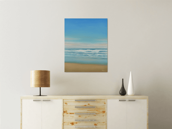 Wind Blown Surf - Blue Sky Seascape