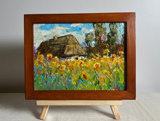 House and Sunflowers