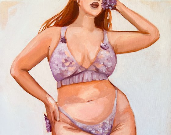 Girl in purple underwear