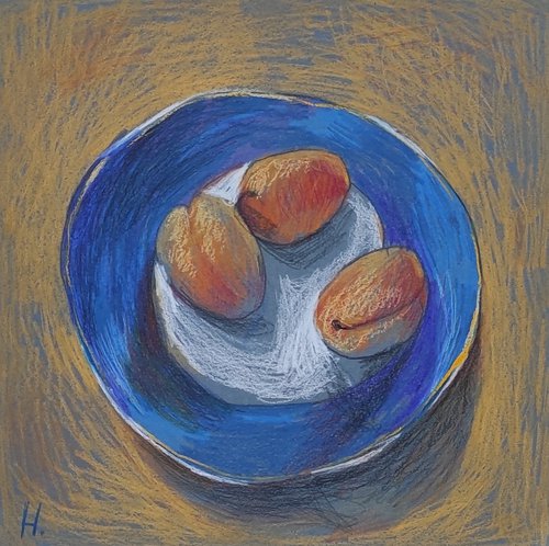 Apricots on the plate by Natasha Voronchikhina