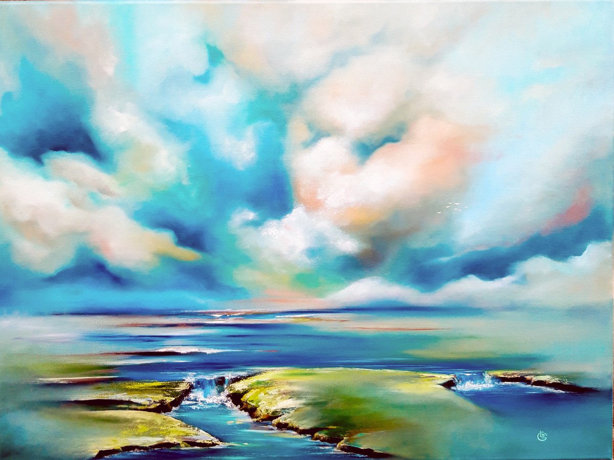 Landscape Nature Sea And Clouds In The Sky By Natalia Langenberg, 31 X 24, Artwork For Sale On Artfinder