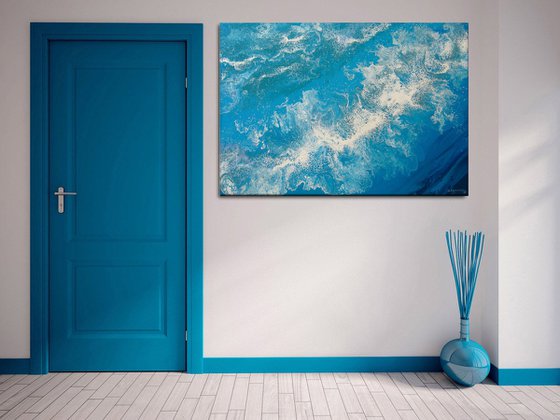 Seascape Painting "Turquoise waves"  70 x 90 cm