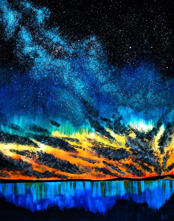 Colorful sunset glow above the sea
