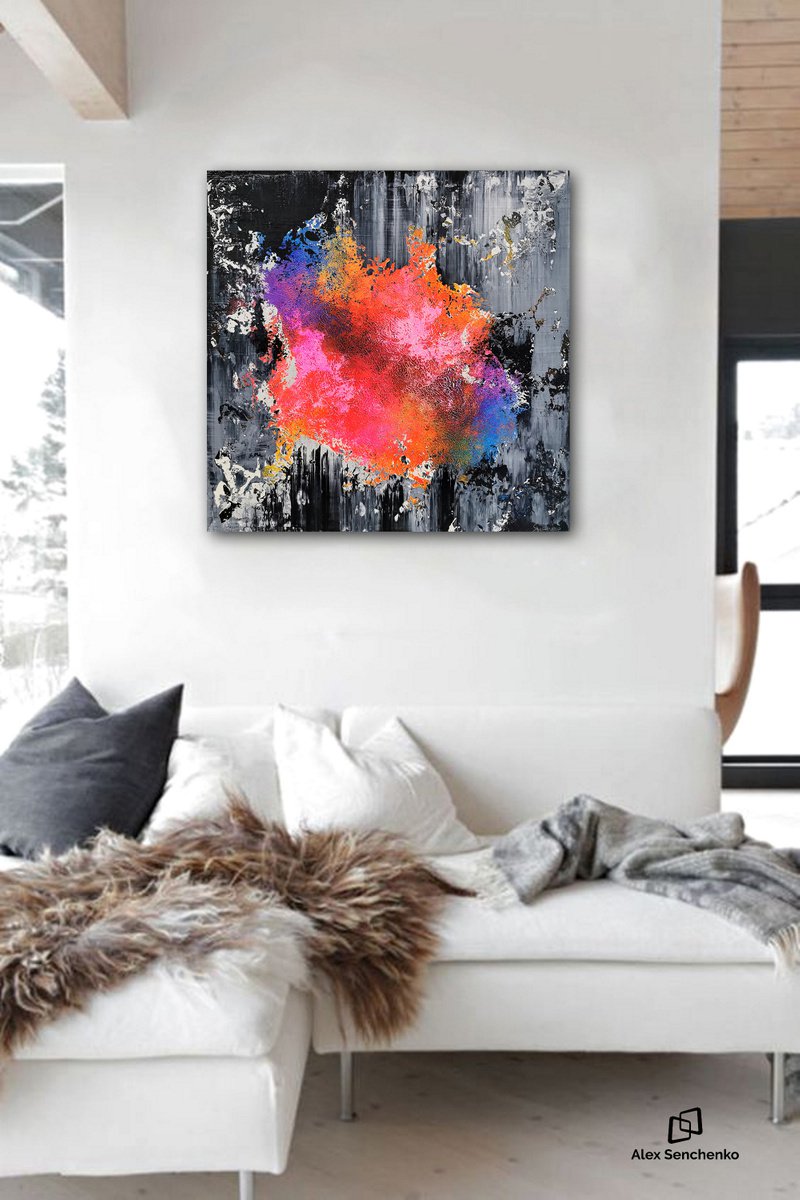 90x90cm. / abstract painting / Abstract 21100 by Alex Senchenko