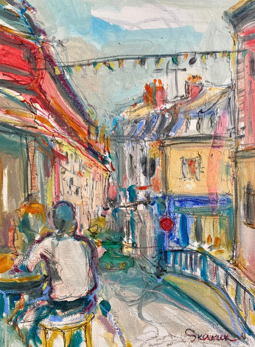 Expressive Oil Painting , French Streets By Mari Skakun, 12 X 16, Artwork For Sale On Artfinder