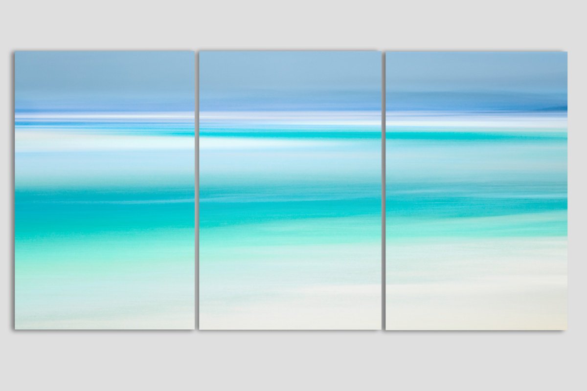 Aquamarine Whispers Triptych by Lynne Douglas