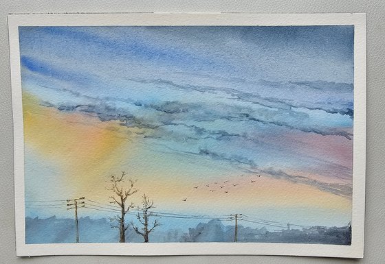 Spring sky in France