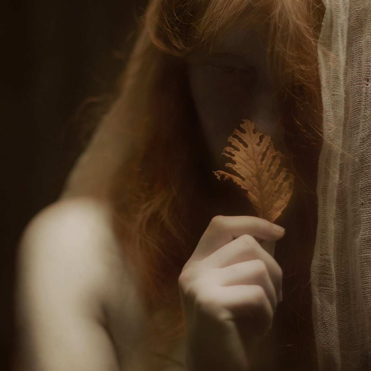 Photorealistic Portrait Photograph By Mariska Karto, 12 X 12", Autumn Is Leaving Us, Original Artwork