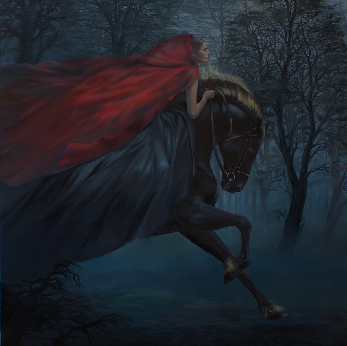 Impressionistic Portrait Oil Painting By Anastasia Parfilo, 59 X 59, Mysterious Girl, Original Artwork