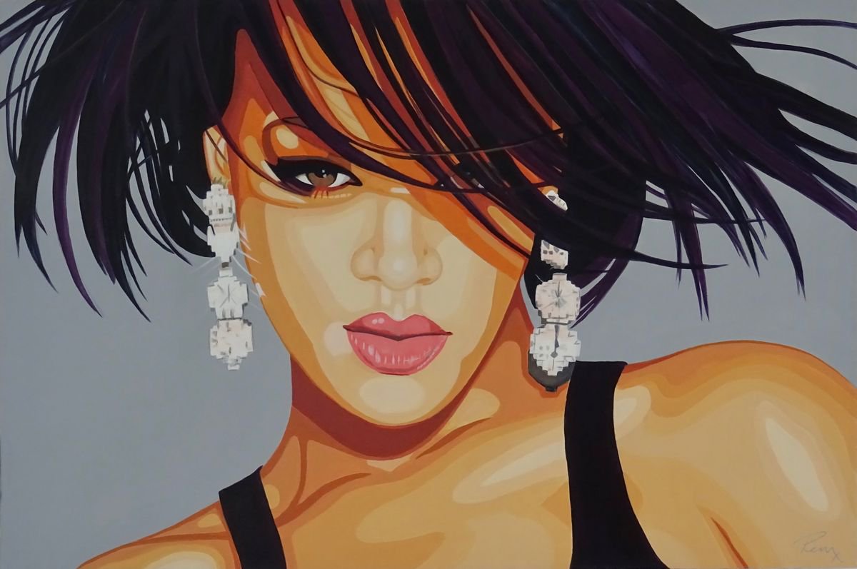 Expressive Portrait Acrylic Painting By Penny Burton, 35 X 24", Shine, Original Artwork