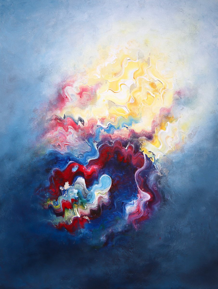 Organic Abstract Acrylic Painting By Tam Chianta, 26 X 34", Seek No Further, Original Artwork