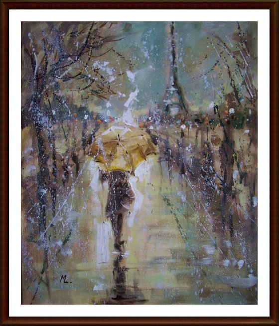 " MAGIC NIGHT IN PARIS ... " original oil painting PALETTE KNIFE
