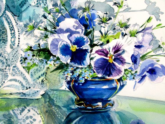 Still life with pansy flower