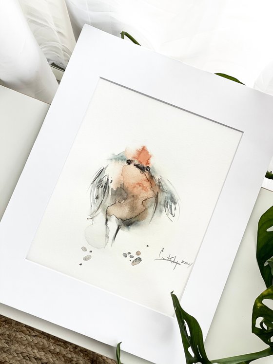 Little birds watercolor painting 2 set