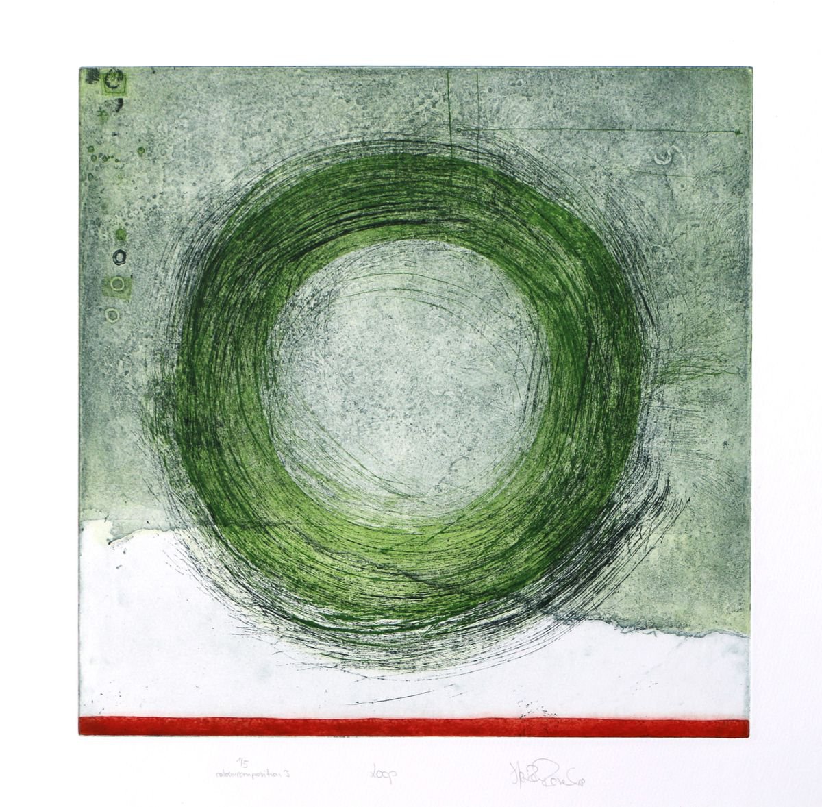 Heike Roesel Loop (colour composition 3) fine art etching in edition of 5 by Heike Roesel