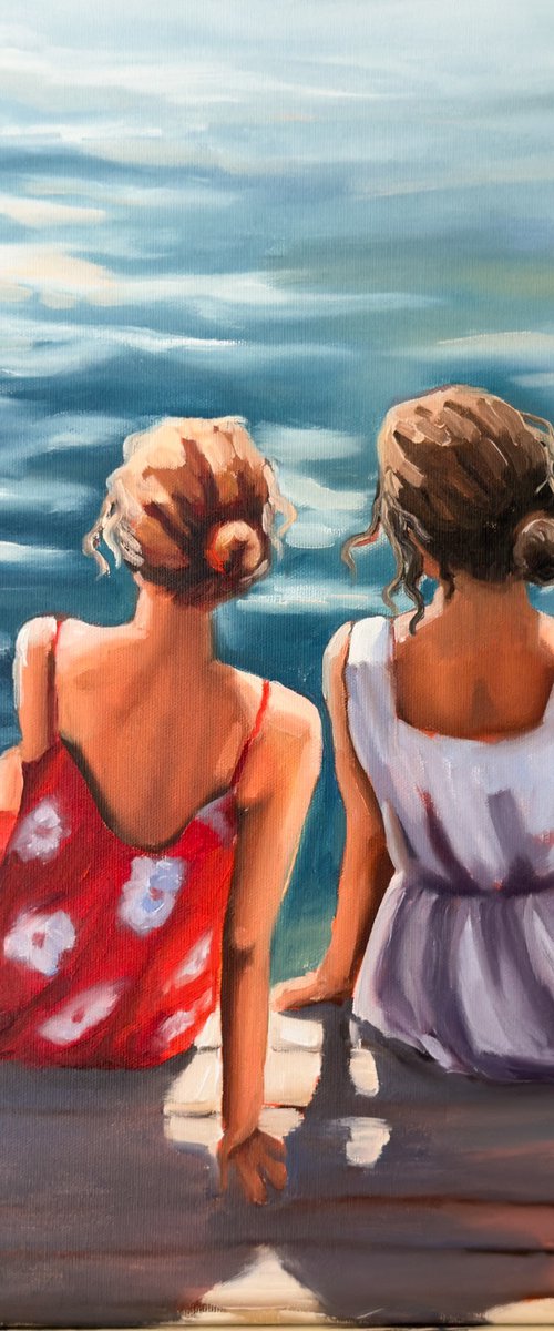 Two Women by the Ocean by Daria Gerasimova