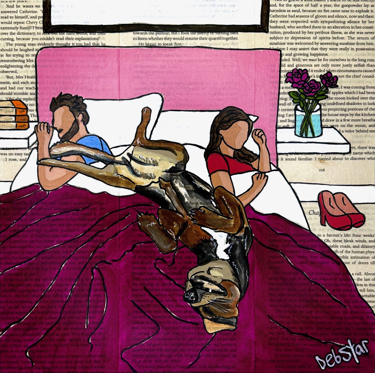 Illustrative Acrylic Painting , Dog Days Bedtime 2 30Cm X 30Cm By Deborah Lang, 12 X 12, Artwork For Sale On Artfinder