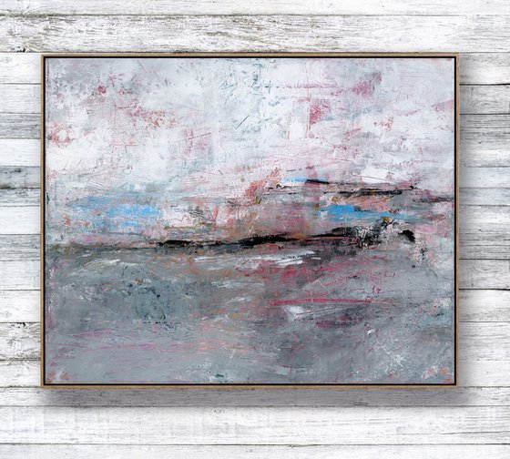 A New Journey 3 - Abstract Minimal Landscape art painting by Kathy Morton Stanion