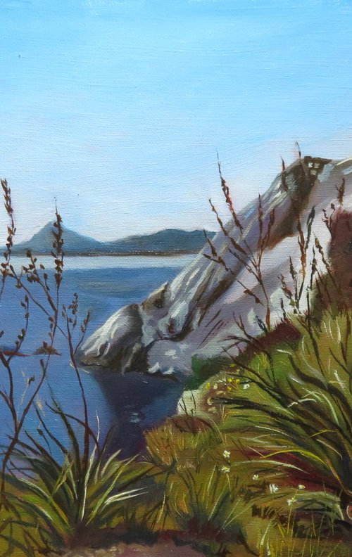 The Coastal Path, Seascape, Original Oil Painting by Anne Zamo by Anne Zamo