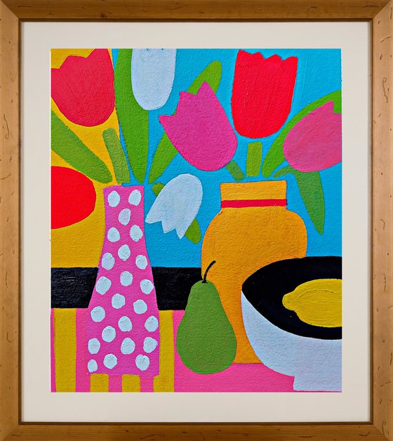 Still Life with 7 Tulips