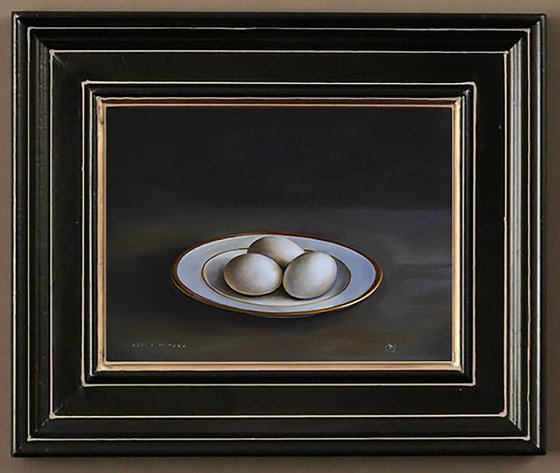 Three Eggs on Porcelain Plate