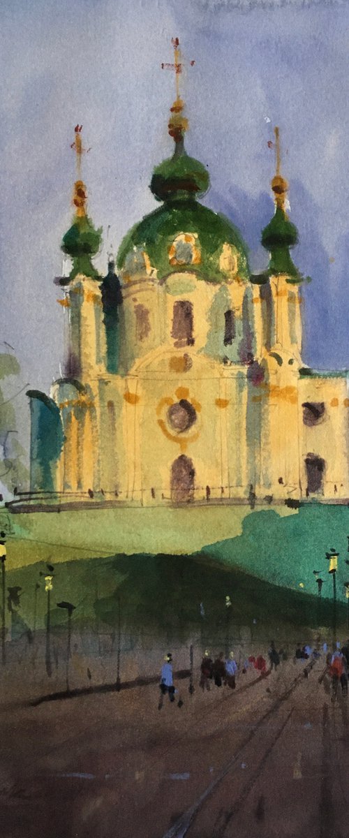 Evening light. St. Andrew's Cathedral in Kyiv by Andrii Kovalyk